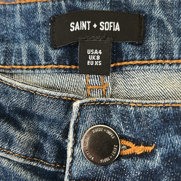NWT SAINT + SOFIA Emma High Rise Straight Leg Jeans in Mid Blue size 4 (26”) - Picture 7 of 15